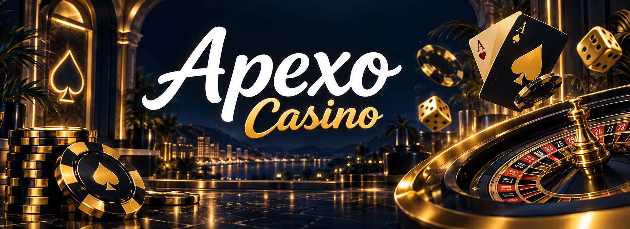 Banner de Apexo Casino México con la rueda de bono de registro y el paquete de bienvenida de $2,000,000 MXN